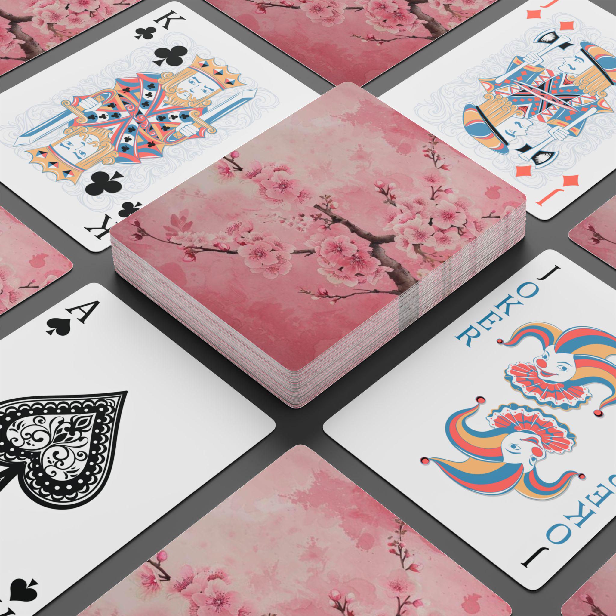 Japanese Cherry Blossom Poker Playing Cards, Unique Card Game