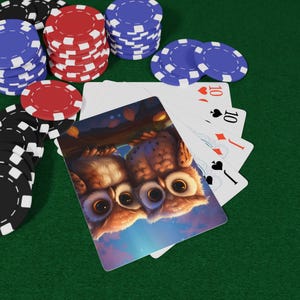 Juego de cartas con diseño de búhos adorables, regalo único para amantes de las cartas, ideal para noches de juegos, fiestas de Halloween y veladas acogedoras.