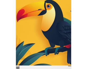 Toucan Wrapping Paper, Colorful Gift Wrap for Birthdays, Holidays, Parties, Eco-Friendly Packaging, Toucan Design, Christmas Gift Wrap