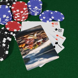 ノルウェーフードポーカートランプ、ゲームナイトアクセサリー、ゲーマーへのユニークなギフト、ポーカーナイト、カジノテーマの装飾、モダンデザイン