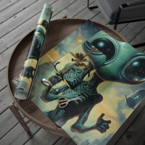 Alien Adventures Wrapping Paper - Space Explorer Gift Wrap, Sci-Fi Kids Theme, Galactic Party Paper, Extraterrestrial Design, Cosmic Decor