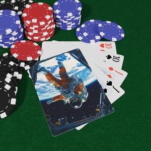 Jeu de cartes Vivre dans l'espace - Jeu de cartes aventure cosmique, exploration de l'espace et voyages futuristes, cartes de science-fiction, cartes à jouer de poker
