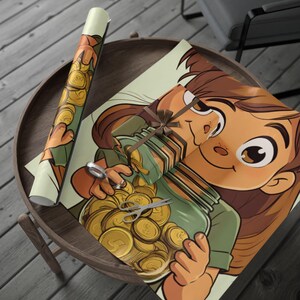 貯蓄目標ラッピングペーパー - 予算プランナーギフトラッピング、お金の管理アート、将来計画テーマ、財務フォーカス、富の装飾