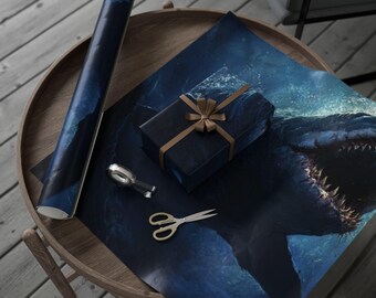 Ocean Predators Wrapping Paper, Ocean Birthday Gift Wrap, Adventure Party Supplies, Ocean Lover Decor, Unique Gift Presentation, Gift Wrap