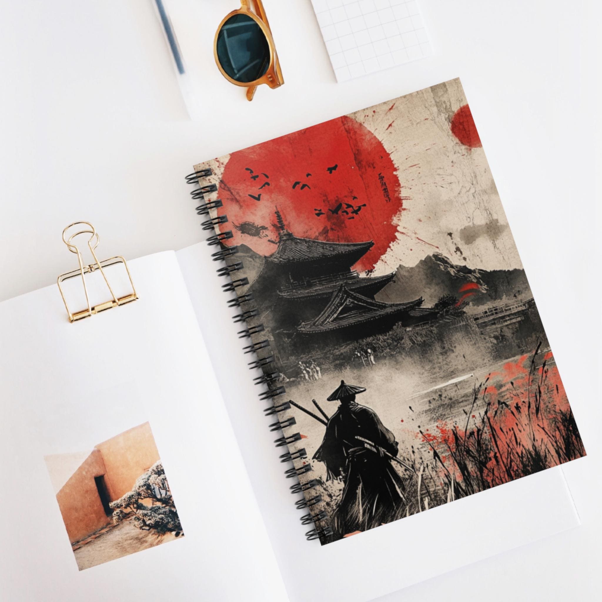 Samurai Notebook Land of the Samurai Spiral Notebook - Ruled Line, Japanese Art Journal ...