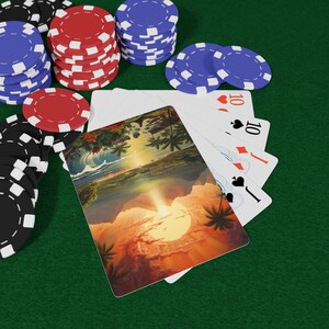 ハワイ ポーカー トランプ セット - 鮮やかなビーチアート、楽しいゲーム、ポーカー愛好家へのギフト、カジノナイト、ゲームナイト、ポーカーナイトの楽しみ