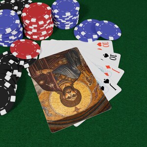 Cartas de pôquer com mosaicos bizantinos, baralho exclusivo, presente para amantes de pôquer, itens essenciais para a noite de jogos, decoração com tema de cassino, cartas de baralho