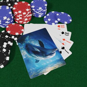 Jeu de cartes dauphins - jeu de cartes gracieuses vie marine, superbes oeuvres d'art de dauphins et designs inspirés de l'océan, jeu de cartes à collectionner unique