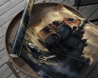 US Navy Nautical Adventure Wrapping Paper - Unique Gift Wrap for Holidays, Birthdays, Military Themes, Veteran Recognition, Nautical Decor