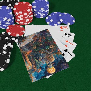 テンポラルガーデンポーカートランプ - カラフルなファンタジーデザイン、カードゲーム、ゲーマー、ポーカーナイト、ファンタジー愛好家へのギフト、ユニークなホームデコレーション