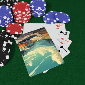 Juego de naipes de viaje por carretera, temática de viaje vintage, ideal para noches de juegos, reuniones familiares, regalos para amantes de las cartas y diversión en camping.
