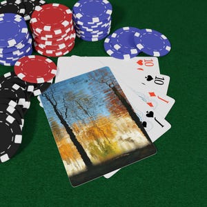 Cartas de Baralho River Reflections - Baralho cênico com vista para o rio, vistas tranquilas do rio e cartas inspiradas na natureza, noite de pôquer, noite de jogos e diversão com cartas