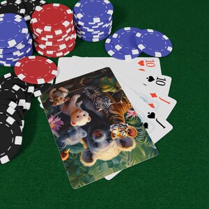 Juego de cartas de póker con animales de la jungla: ideal para noches de juegos, coleccionistas, regalo para gamers, noches de póker y divertidos recuerdos de fiesta.