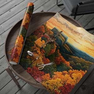Papier do pakowania Ozark Mountain, świąteczne opakowanie na prezenty, jesienne dekoracje, opakowania świąteczne, artystyczne pakowanie prezentów, wyjątkowe pakowanie prezentów, opakowanie na prezenty