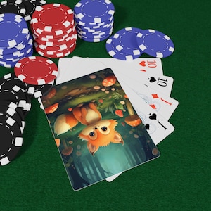 Joli jeu de cartes à jouer Woodland Poker, jeu de cartes amusant, cadeau unique pour les joueurs, cartes à jouer à collectionner, motif renard des forêts, as de pique