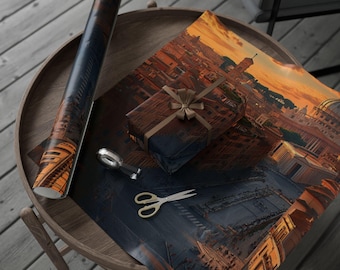 Eternal City Wrapping Paper - Historic Travel Gift Wrap, Rome-Inspired Design, Architecture Lover Paper, Timeless Cityscape, Elegant Decor.