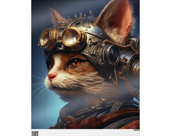 Steampunk Animals Wrapping Paper, Vintage Style Gift Wrap, Unique Holiday Wrap, Cute Cat Decor, Perfect for Birthdays & Parties, Gift Wrap