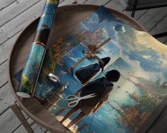 World Exploration Wrapping Paper, Dreamy Gift Wrap for Birthdays, Holidays, Celebrations, Unique Gift Packaging, Colorful Wrapping Paper