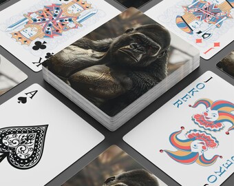 ゴリラトランプ - 雄大な霊長類のデッキ、野生動物のアートと自然に