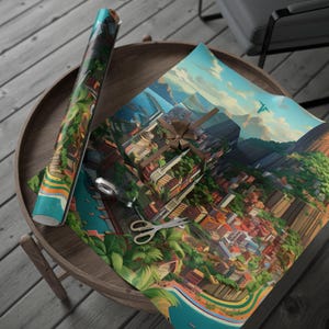 Brazil Landmarks Wrapping Paper, Eco-Friendly Gift Wrap, Unique Holiday Decor, Birthday Wrapping, Special Occasion Gift Wrap