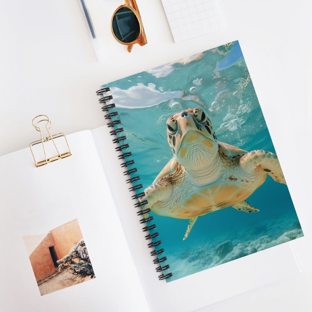 Sea Turtle Spiral Notebook - Ocean Life Journal, Marine Conservation ...