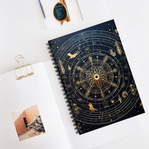 Caderno Espiral de Constelações do Zodíaco - Linha Reta, Diário Astrológico, Presente para Amantes de Astrologia, Estudos Cósmicos, Papelaria para Mapas Estelares