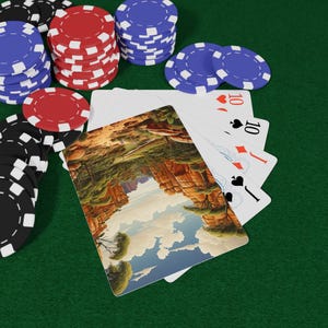 Juego de cartas de póker de Australia, regalo único para una noche de póker, artículos para una noche de juego, elegante baraja de cartas, diseño de paisaje desértico, naipes