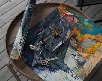 Papel de regalo Quechee Gorge: diseños vibrantes de otoño, papel de regalo navideño, embalaje ecológico, decoración de temporada, presentaciones únicas