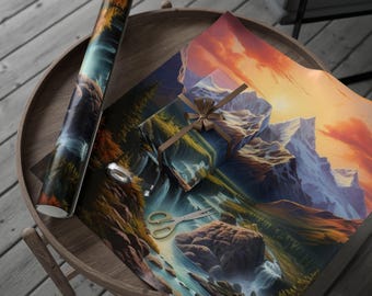 Mountain Majesty Geschenkpapier, Malerische Geschenkverpackung, Naturthema, umweltfreundlich, ideal für Geburtstage, Feiertage und Feste Geschenkverpackung