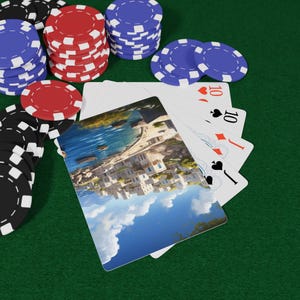 Jeu de cartes à jouer poker des îles grecques, cadeau casino unique, indispensables pour une soirée de jeux, jeu de cartes de collection cool, amateurs de poker, jeu de pique as