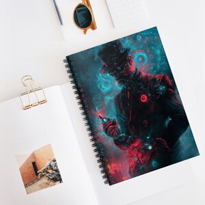 Quaderno a spirale Quantum Detective - Righe, Diario del mistero fantascientifico, Diario futuristico, Pianificatore di viaggi nel tempo, Cyber Noir, Multiverso