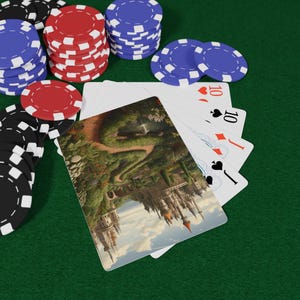 Juego de cartas de póker Castle Garden: perfecto para noches de juegos, reuniones familiares, aficionados a las cartas, regalos, temática de casino, naipes.