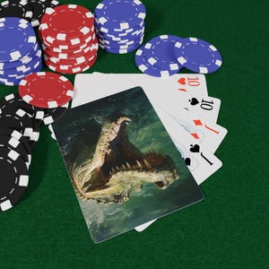 Crocodile Poker Playing Cards, Unique Card Deck, Game Night Essentials, Gift for Gamers, Poker Party Supplies, Playing Cards, Game Night
