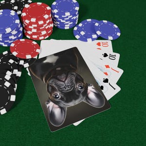 Französische Bulldogge Spielkarten - Süßes & charmantes Hundedeck, bezaubernde Frenchie-Illustrationen, einzigartiges Sammelkartenspiel, Pokerspielnacht