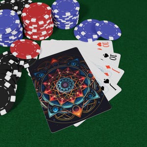 Jeu de cartes mandala géométrique - Jeu de cartes à motifs complexes, cartes d'art spirituel, set de poker inspiré de la méditation, cadeau pour les amateurs de yoga et d'art