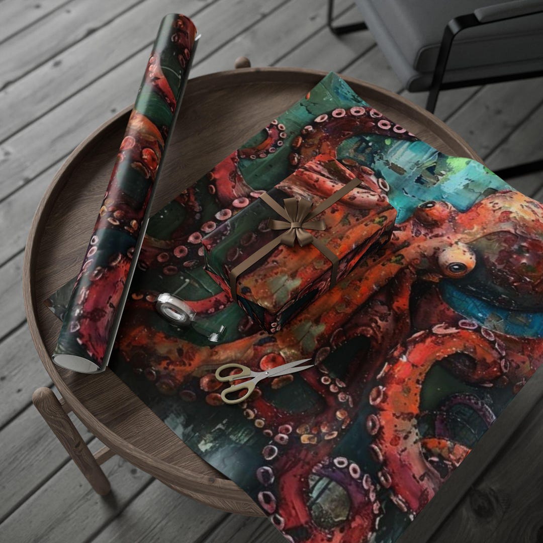 Octopus Wrapping Paper, Ocean Theme Gift Wrap, Unique Colorful Decor ...