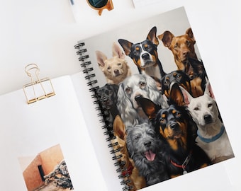 Dogs Spiral Notebook - Ruled Line, Pet Lover Gifts, Unique Journal, Dog Memories Keeper, Animal Sketchbook, Gift for Dog Owners