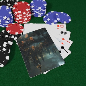 The Sentient City Poker Playing Cards Set, Poker Night Accessory, Game Room Decor, Gift for Card Lovers, Unique Playing Cards, Gothic Design