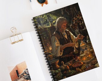 Potion Master Market Spiral Notebook - Magical Alchemy Journal, Fantasy Gift Idea, Enchanted Shop Diary, Wizardry Notebook, Mystic Brew