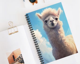 アルパカスパイラルノート - かわいい動物日記帳、学生、子供へのプレゼント、学用品、書き込み＆スケッチ、旅行日記に最適