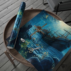 Ocean Odyssey Wrapping Paper, Ocean Theme Gift Wrap, Nautical Party Decor, Birthday, Christmas, Unique Gift Ideas, Holiday Wrapping Paper