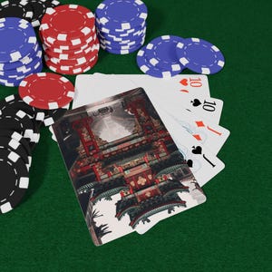 Juego de cartas de arquitectura china, juegos de cartas únicos, perfecto para noches de juego, coleccionable, regalo para amantes del póker, entretenimiento en casa.