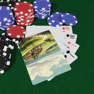 Juego de cartas de póker con temática de campiña francesa, diseño de paisaje vintage, regalo para amantes del póker, juegos de fiesta, artículos esenciales para la noche de juegos.