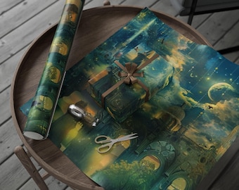 Magical Mirages Wrapping Paper, Gift Wrap for Holidays, Fantasy Occasion Decor, Birthday, Christmas, Eco-friendly Gift Wrap