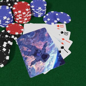 Surrealistische ruimtewandeling pokerspeelkaarten - ideaal voor game-avonden, unieke cadeaus, ruimteliefhebbers, leuke feestjes en kaartspelliefhebbers, gameplezier
