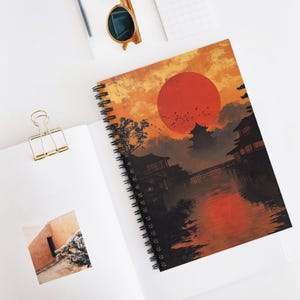 Land van de rijzende zon spiraal notitieboek - gereglementeerde lijn, Travel Lover&#39;s Journal, Japan Diary, cultureel cadeau-idee, avonturenplanner, schilderachtige kunst
