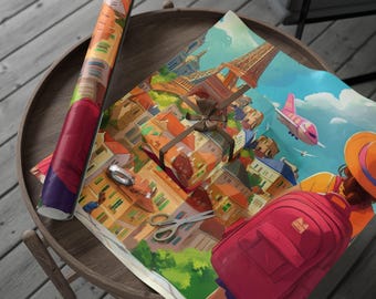 Travel Dreams Wrapping Paper - Wanderlust Gift Wrap, Adventure Theme Art, Dream Destinations, Globe Trotter Vibes, Scenic Escape Decor
