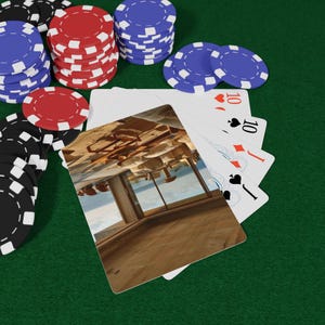 Cartes à jouer maison de plage - pont décoratif maison côtière et bord de mer, art de plage relaxant, jeu de cartes à collectionner unique, soirée poker, soirée jeux