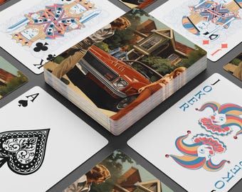 1970s Poker Playing Cards Set, Vintage Card Game, Gamers Gift