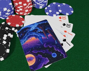 Juego de cartas de póker Celestial Wonders: diseño galáctico único, imprescindible para la noche de juegos, regalo divertido para jugadores, coleccionistas y jugadores de cartas.